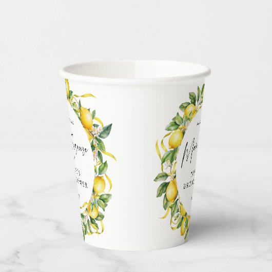 Gobelets En Papier Mariage Citron Citrus Moderne (Gauche)