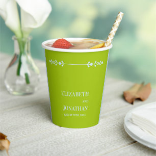 Gobelets En Papier Mariage Citron Vert et Bleu Côtiers