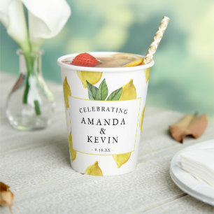 Gobelets En Papier Mariage Citrons d'Été
