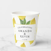 Gobelets En Papier Mariage Citrons d'Été (Recto)