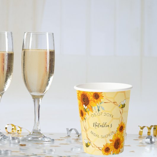 Gobelets En Papier Mariage civil abeilles bourdons tournesols jardin