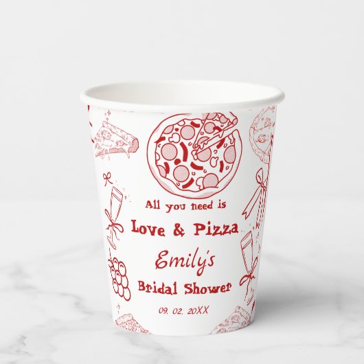 Gobelets En Papier Mariage civil & Pizza Shower de future mariée (Verso)