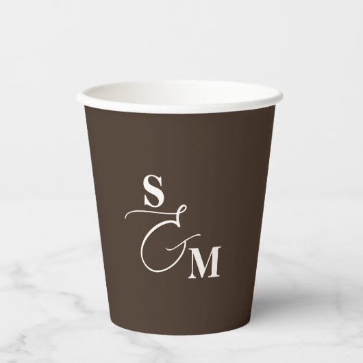 Gobelets En Papier Mariage Classique Monogramme Esperluette Moderne (Recto)