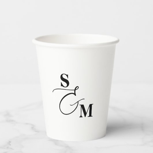 Gobelets En Papier Mariage Classique Monogramme Esperluette Moderne (Recto)