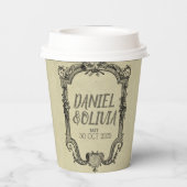 Gobelets En Papier Mariage classique Vintage vert noir (Verso)