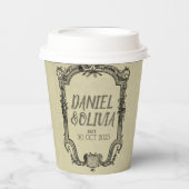 Gobelets En Papier Mariage classique Vintage vert noir (Recto)