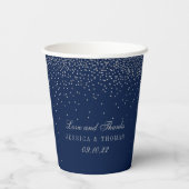 Gobelets En Papier Mariage Confetti en argent de marine bleu et de gl (Verso)