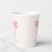 Gobelets En Papier Mariage Coquette Ruban Rose Tendre (Droite)