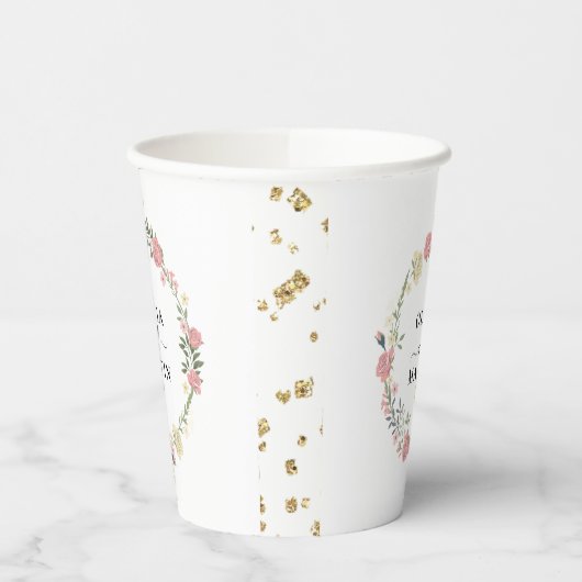 Gobelets en papier mariage Couronne de fleurs Écri (Gauche)