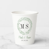 Gobelets en papier mariage Couronne verte (Verso)