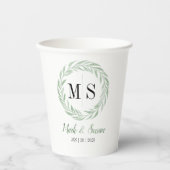 Gobelets en papier mariage Couronne verte (Recto)