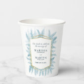 Gobelets En Papier Mariage d'aquarelle à feuillage persistant de feui (Recto)