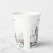 Gobelets En Papier Mariage d'aquarelle de Chicago, Illinois City Scap (Droite)