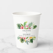 Gobelets En Papier mariage d'aquarelle de feuillage tropical lumineux (Verso)