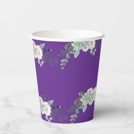 Gobelets En Papier Mariage d'aquarelle d'hiver (Verso)