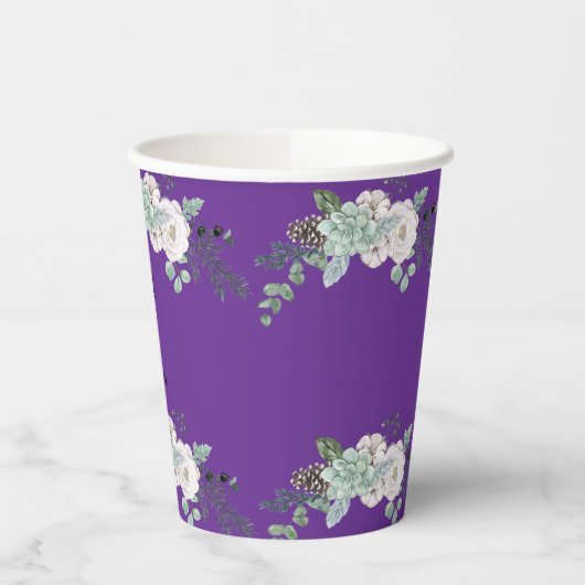 Gobelets En Papier Mariage d'aquarelle d'hiver (Gauche)