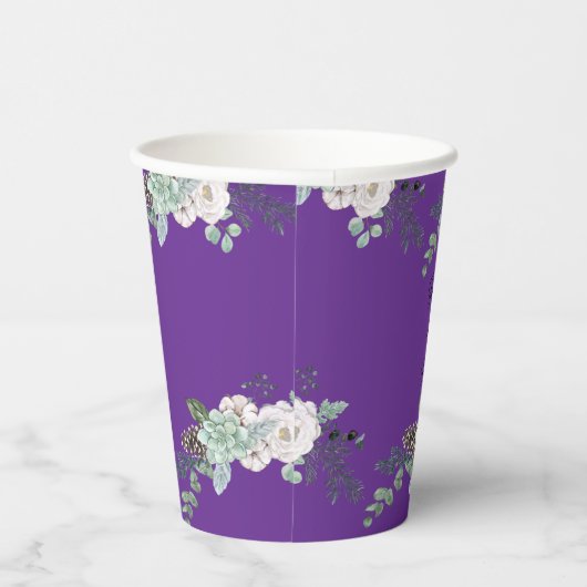 Gobelets En Papier Mariage d'aquarelle d'hiver (Droite)