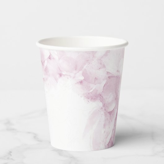 Gobelets En Papier Mariage d'aquarelle rose pâle (Verso)