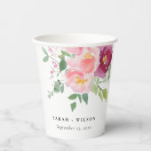 Gobelets En Papier Mariage d'aquarelle Rose rose-bleu (Recto)