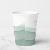Gobelets En Papier Mariage d'aquarelle Sage Green Ombre | Douche (Droite)