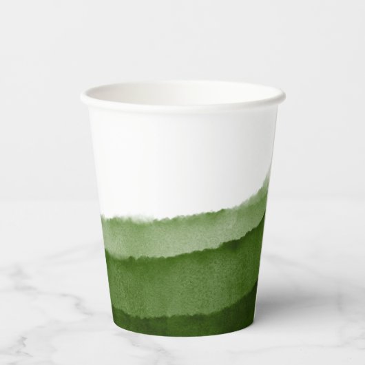 Gobelets En Papier Mariage d'aquarelle vert mousse foncée I (Verso)