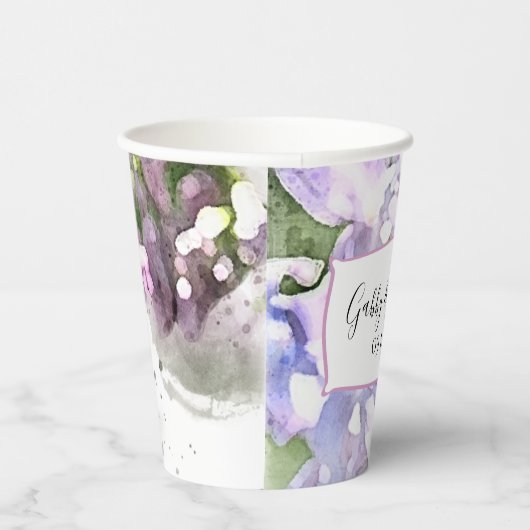 Gobelets En Papier Mariage d'aquarelle violet Lilac Fleurs (Droite)
