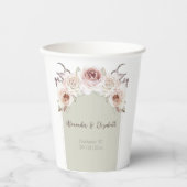 Gobelets En Papier Mariage d'arc Rose de Bohême (Recto)