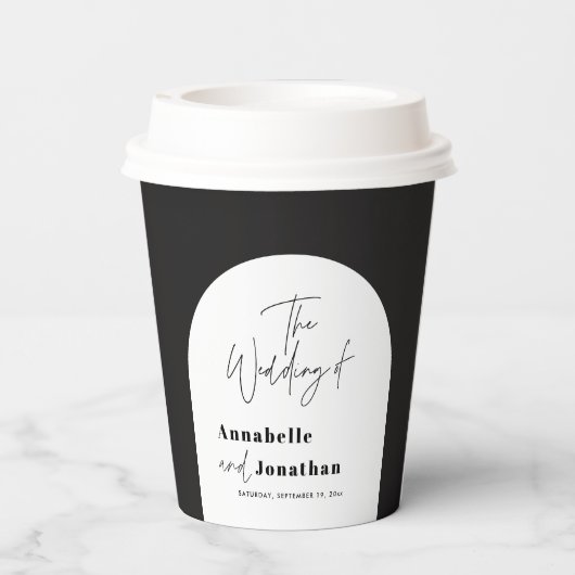 Gobelets En Papier mariage d'arche noir et blanc (Verso)