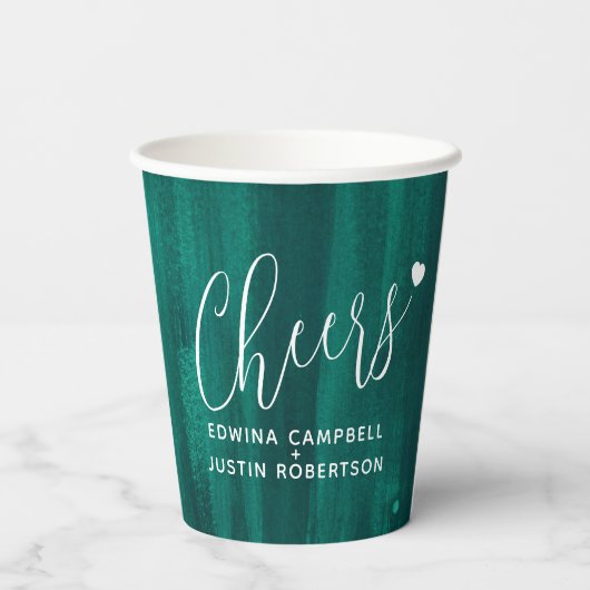 Gobelets En Papier Mariage d'art abstrait Emerald (Verso)