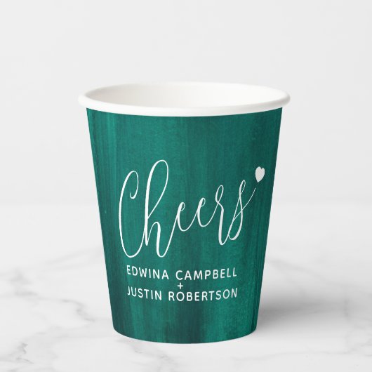 Gobelets En Papier Mariage d'art abstrait Emerald (Recto)