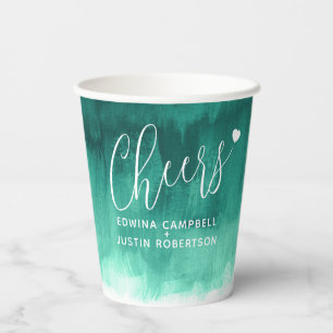 Gobelets En Papier Mariage d'art abstrait Emerald