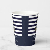 Gobelets En Papier Mariage Date Nautique Voile Ancre Merci (Droite)