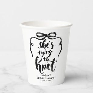 Gobelets En Papier Mariage de Black Bow Elle Noue le Nœud Réception d