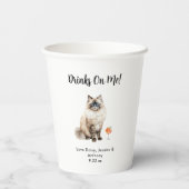 Gobelets En Papier Mariage de Chat de Compagnie (Verso)