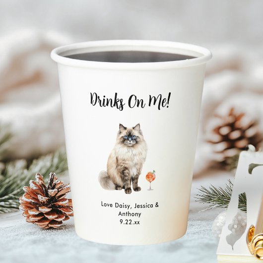 Gobelets En Papier Mariage de Chat de Compagnie