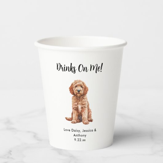 Gobelets En Papier Mariage de chien personnalisé (Recto)