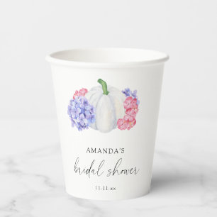Gobelets En Papier Mariage de citrouille blanche et de fleurs d'horte