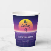 Gobelets En Papier Mariage de coucher de soleil Neon Purple dans les (Verso)