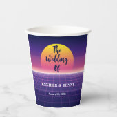 Gobelets En Papier Mariage de coucher de soleil Neon Purple dans les (Recto)