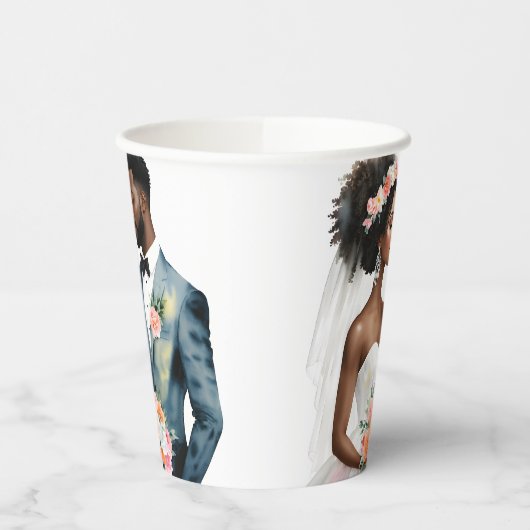 Gobelets En Papier Mariage de couple afro-américain (Gauche)