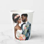 Gobelets En Papier Mariage de couple afro-américain (Recto)