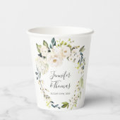 Gobelets En Papier Mariage de courme d'aquarelle blanche (Verso)