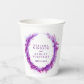 Gobelets En Papier Mariage de couronnes d'aquarelle mauve pourpre (Recto)