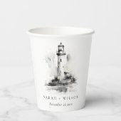 Gobelets En Papier Mariage de croquis noir et blanc (Verso)