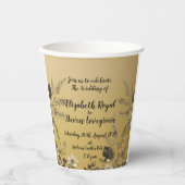 Gobelets En Papier Mariage de design floral clair et simple or (Recto)