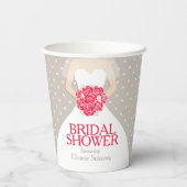 Gobelets En Papier Mariage de douche nuptiale robe roses rouges tasse (Verso)