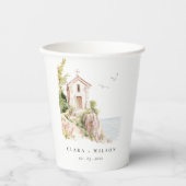 Gobelets En Papier Mariage de l'église catholique de l'aquarelle côti (Recto)