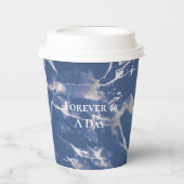 Gobelets En Papier Mariage de marbre argenté bleu (Recto)