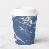 Gobelets En Papier Mariage de marbre bleu argent (Verso)