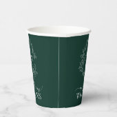 Gobelets En Papier Mariage de monogramme vert émeraude moderne (Droite)